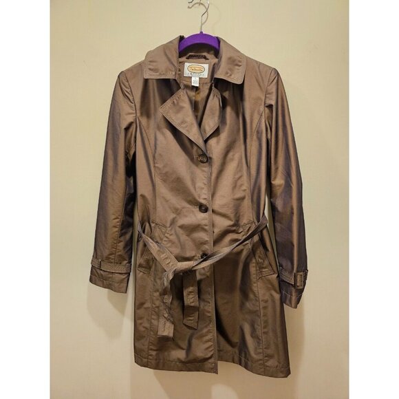Talbots Jackets & Blazers - Women's Talbots Petites Iridescent Lined Belted Raincoat Bronze/Brown Size Small
